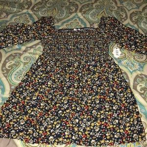 Short Floral Dress With Bell Sleeves